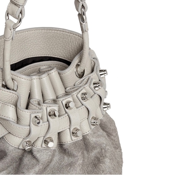 SOLD ✨ Alexander Wang 'DIEGO' Small CalfHair Panel Leather Bucket Bag - Picture 5 of 10